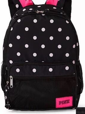 Victoria's Secret PINK Black Backpack with Light Pink Polka Dots